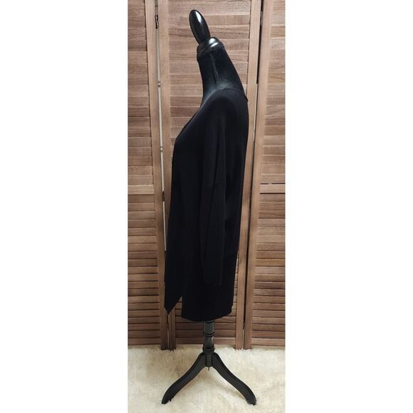 Chico's 2 Velvet-Applique Floral Sweater Large L Long Black V-Neck Tunic Top - Picture 6 of 9